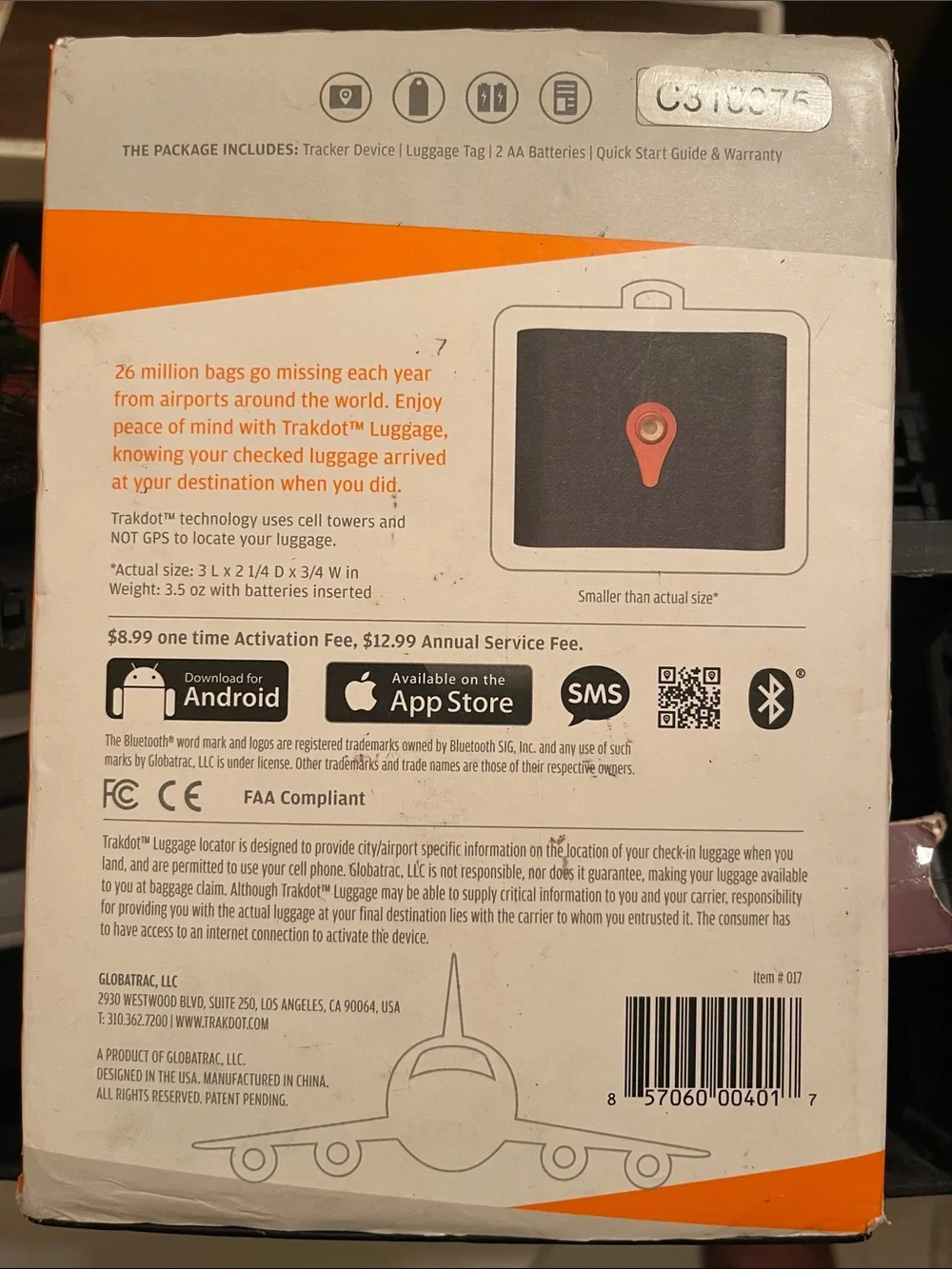 Luggage Tracker - Black & Orange